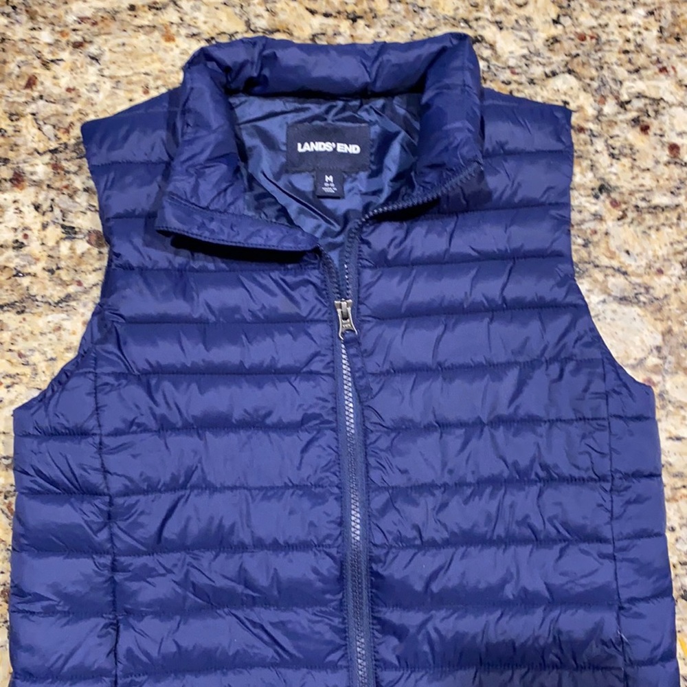 Lands End navy vest new M 10-12